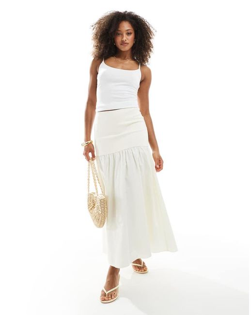 NARRATED White Dropped Waist Maxi Skirt