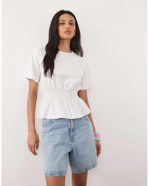 Threadbare Blue Jersey Short Sleeve Peplum Top