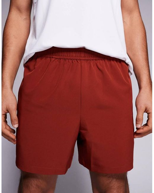 4505 Red Icon 5 Inch Quick Dry Training Shorts With Zip Pockets for men