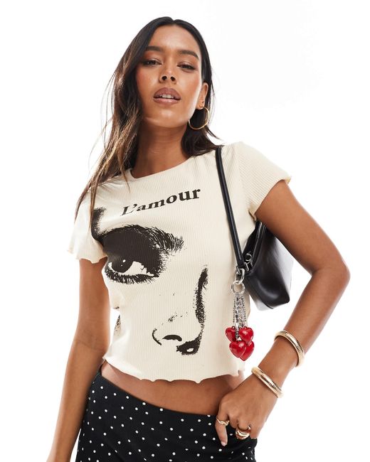 Miss Selfridge White L'amour Baby Tee