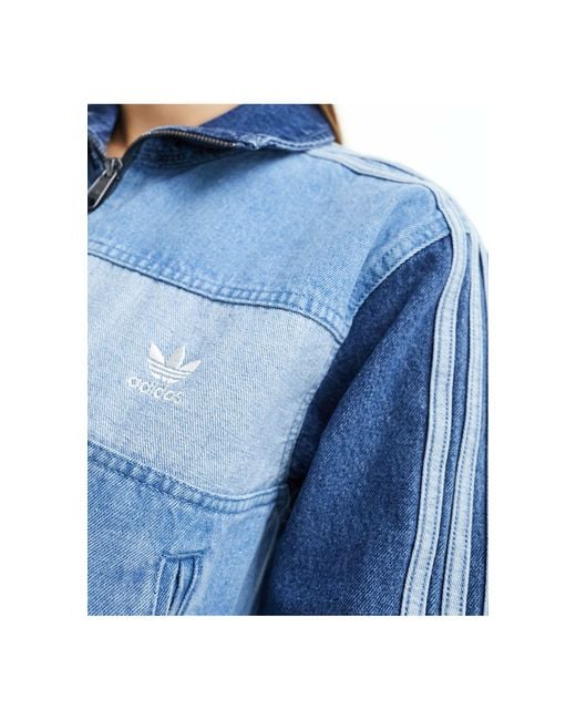 Adidas Originals Blue X ksenia schnaider – jeans-trainingsjacke im patchwork-look