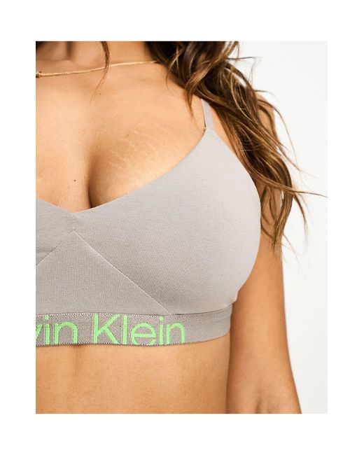Calvin Klein Gray Future Shift Unlined Bralette With Contrast Logo Waistband