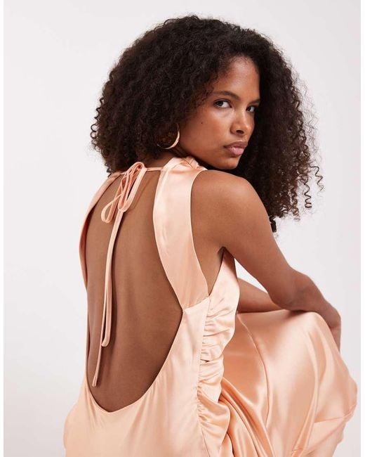 Pretty Lavish Natural Everlee Satin Cowl Maxi Dress