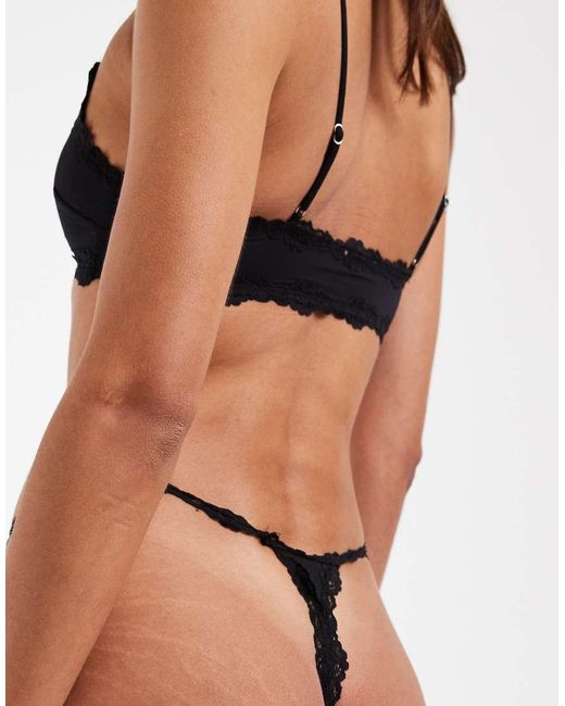 Free People Black Charlie Micro Thong