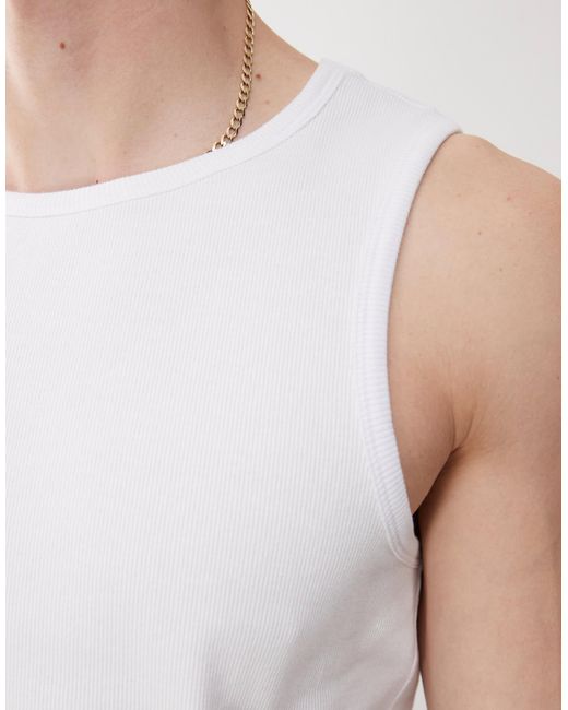 Reclaimed (vintage) – geripptes trägertop in White für Herren