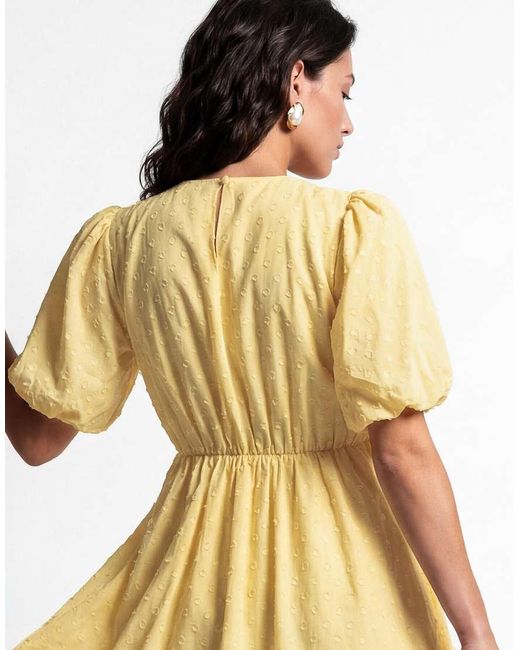 Lovedrobe Yellow Scalloped V Neck Starfish Button Mini Dress
