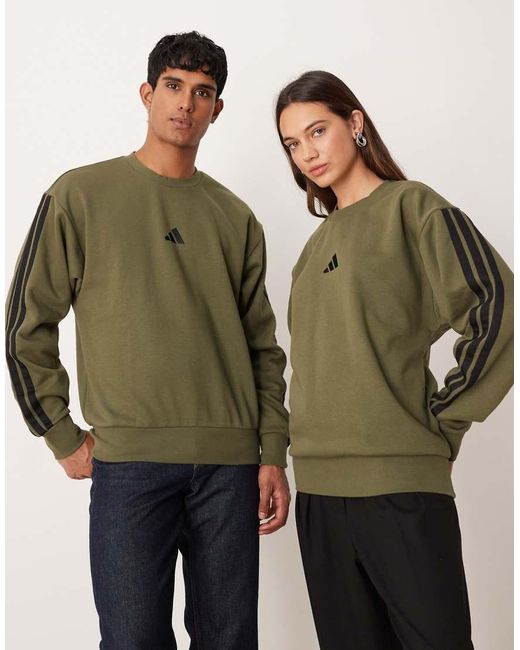 Adidas Originals Green Adidas Sportswear Three Stripe Fleece Sweatshirt