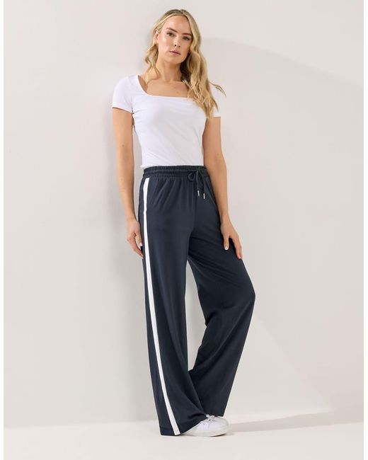 Long Tall Sally Blue Pipe Detail Wide Leg Joggers