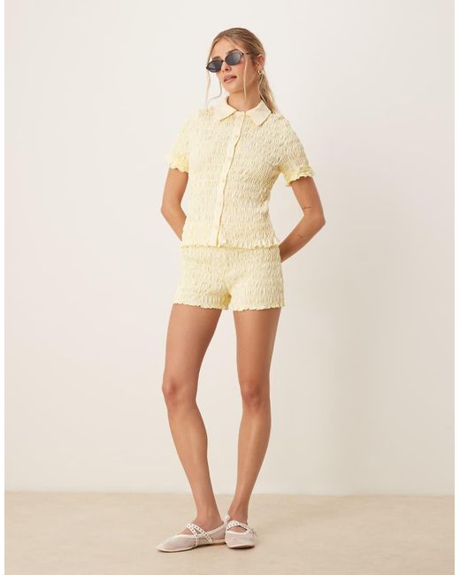 ASOS Natural Shirred Detail Micro Shirt Co-ord
