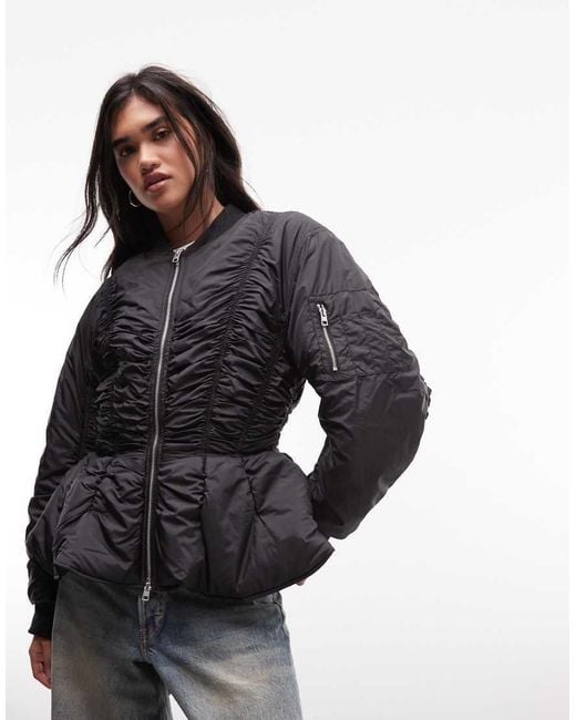Monki Black Cinched Bomber Jacket