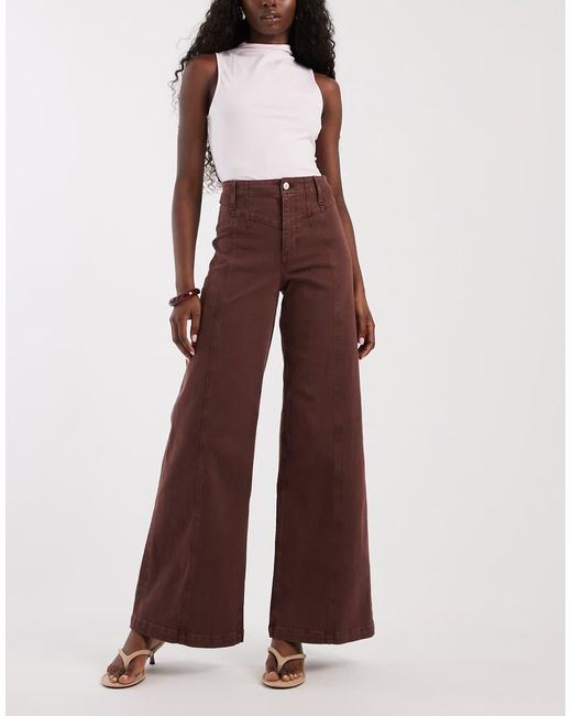 Free People Red Libre Wide Leg Jeans