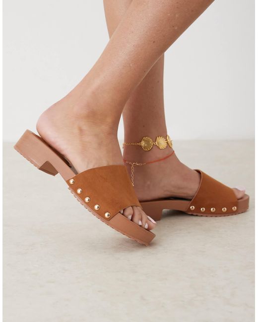 ASOS Brown Favorite Suedette Clog Mules