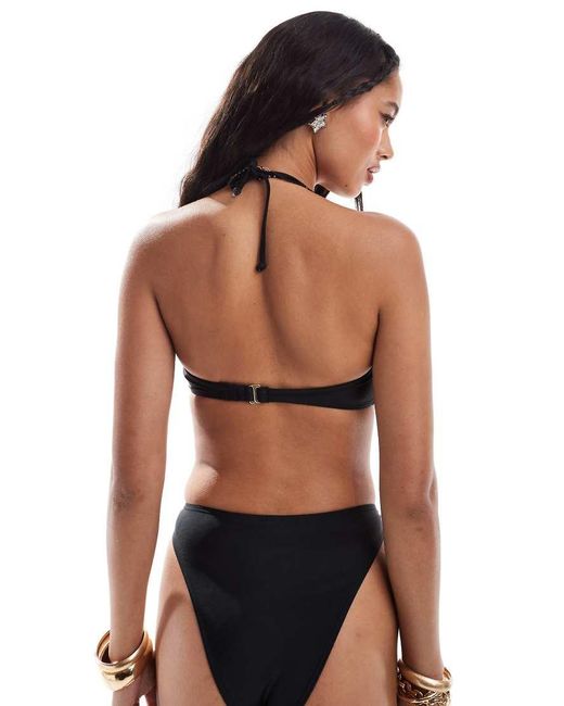 South Beach Black Essentials Knot Bandeau Bikini Top