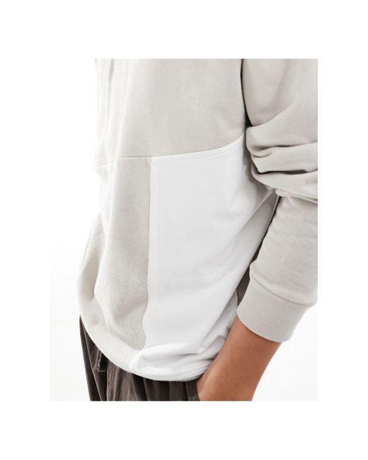 ASOS Gray Oversized Hoodie With Nylon Pocket for men