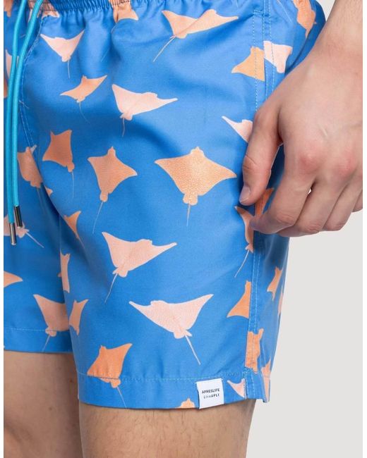 Apreslife Blue Manta Swim Shorts for men