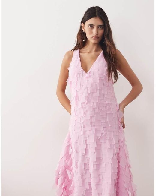 ARRANGE Pink Textured Square Cut Maxi Dress