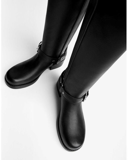 Bottes plates style motard Bershka en coloris Black