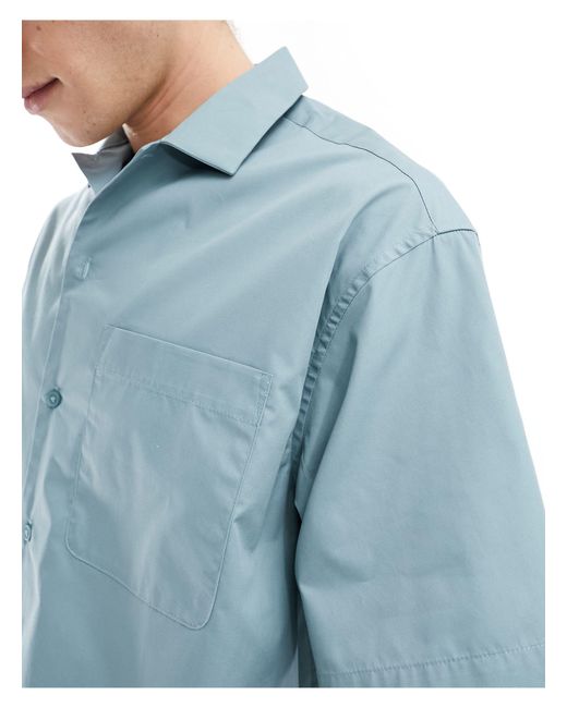 ASOS Blue Oversized Poplin Shirt for men