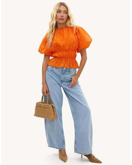 Loavies Orange Vivid Love Polka Dot Top
