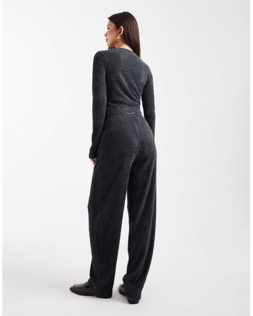 ASOS Black Co-Ord Textured Fluffy Barrel Leg Trouser