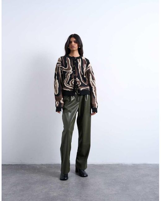 TOPSHOP Gebreide Vest Met Dierenpatroon in het Black