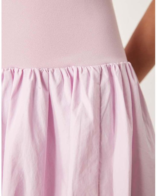 Abercrombie & Fitch Bubble Midi Jurk Met Verlaagde Taille in het Pink