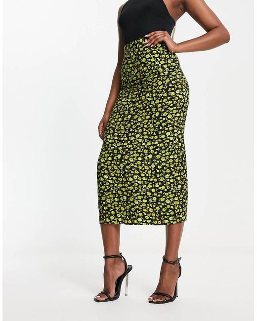 Whistles Green Button Side Midi Skirt