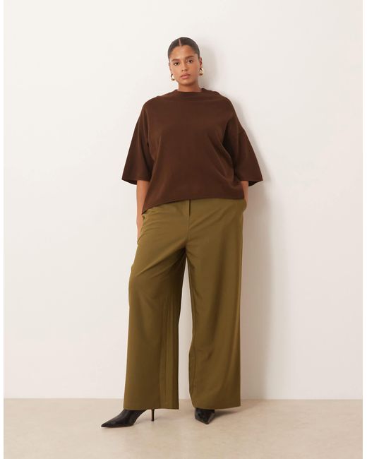 Asos design curve - pantalon droit habillé coupe décontractée - kaki ASOS en coloris Natural