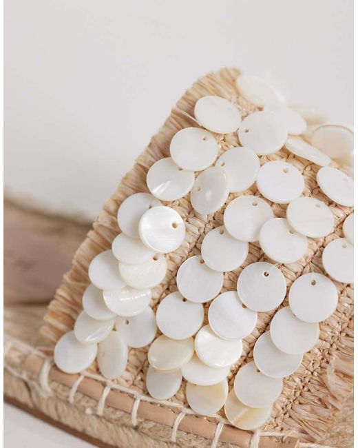 South Beach White Strap Sandals With Shells