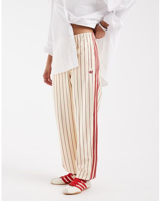 Adidas Originals White Pinstripe Firebird Track Pant