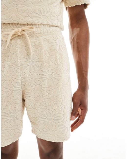 Short ajusté en tissu éponge fleuri - beige ASOS pour homme en coloris Natural