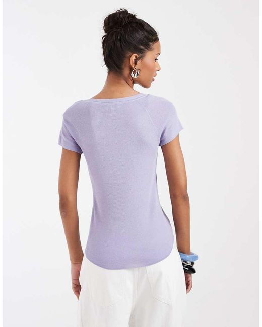 & Other Stories White Short Sleeve T-shirt With Low Neckline And Bow Detail
