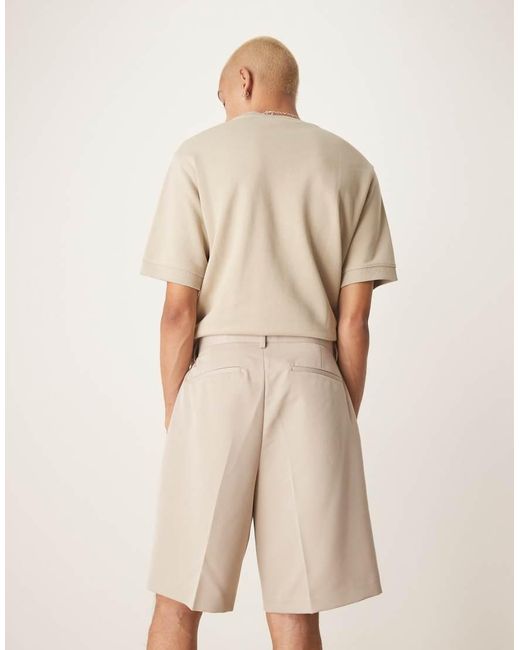 Pantaloncini A Fondo Ampio Eleganti Color Pietra Con Pieghe Sul Davanti di ASOS in Natural da Uomo