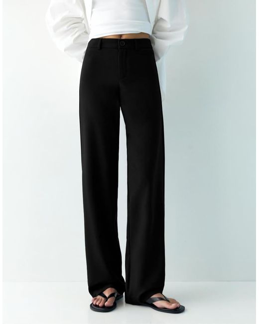 Pull&Bear White Petite Straight Leg Trousers