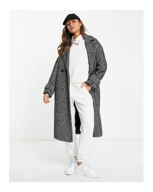 River Island Oversized Double Breasted Maxi Coat in Black | Lyst UK