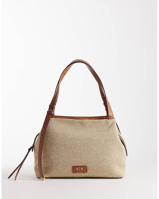 ARMANI EXCHANGE Natural Alice Raffia Shoulder Bag