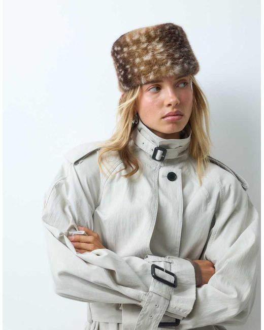 ASOS Hoedje Van Imitatiebont Met Hertenprint in het Gray
