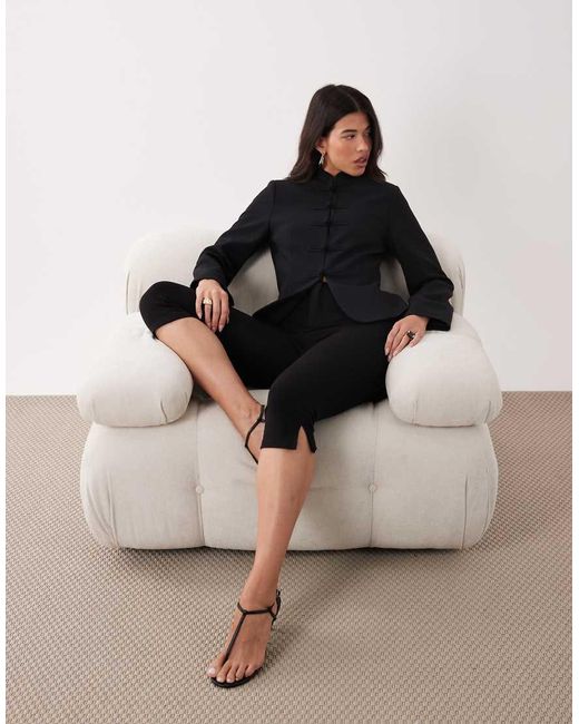 ASOS Black Cinched Mandarin Collar Blazer