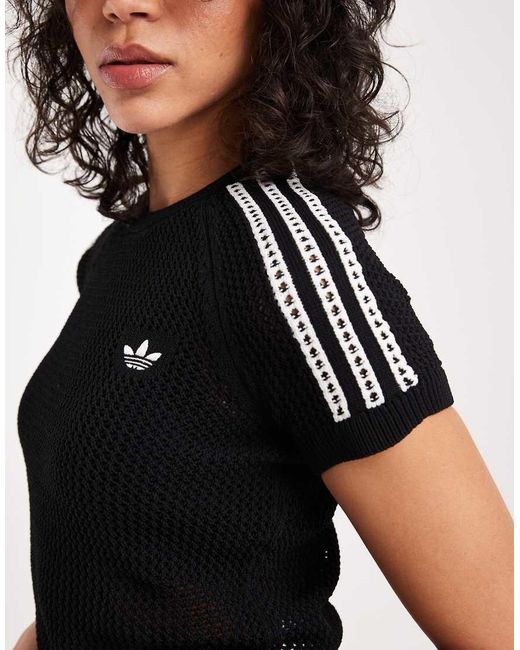Adidas Originals Black Crochet T-Shirt