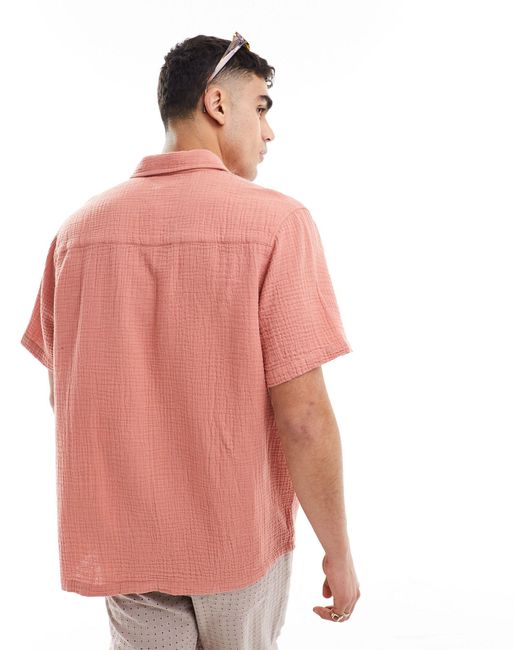 ASOS Pink Short Sleeve Relaxed Revere Collar Shirt for men
