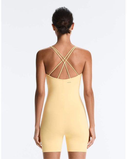 Oysho Natural Comfortlux Short Jumpsuit With Knot Detail