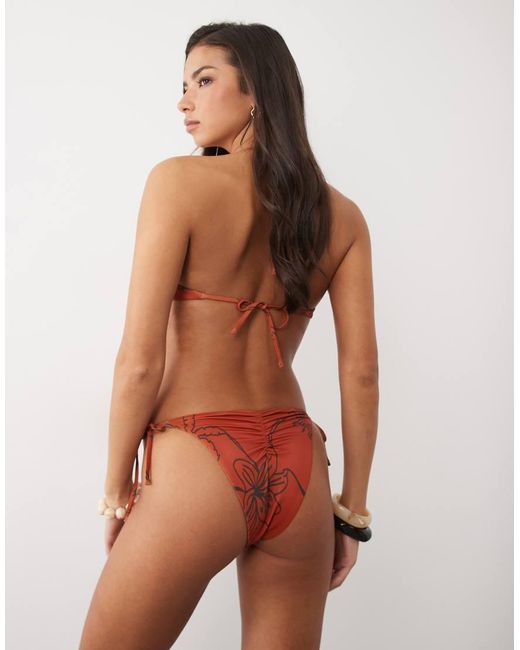 ASOS Brown Brogan Tie Side Bikini Bottom