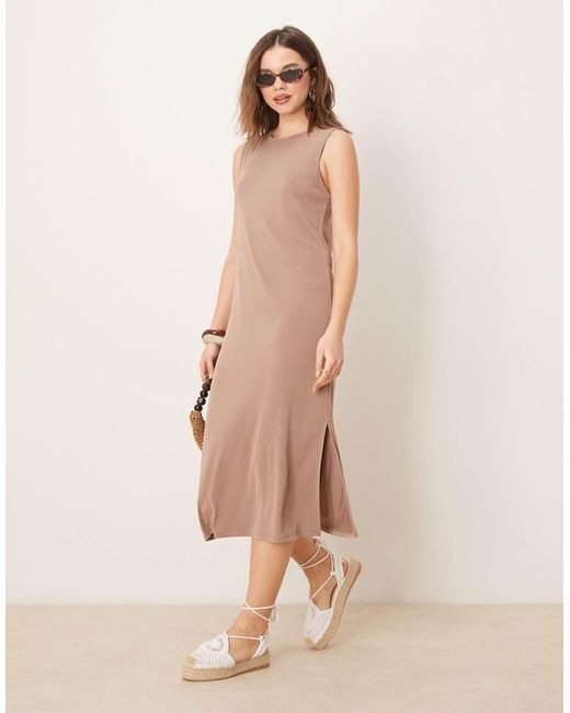 Vila Natural Sleeveless Jersey Midi Dress