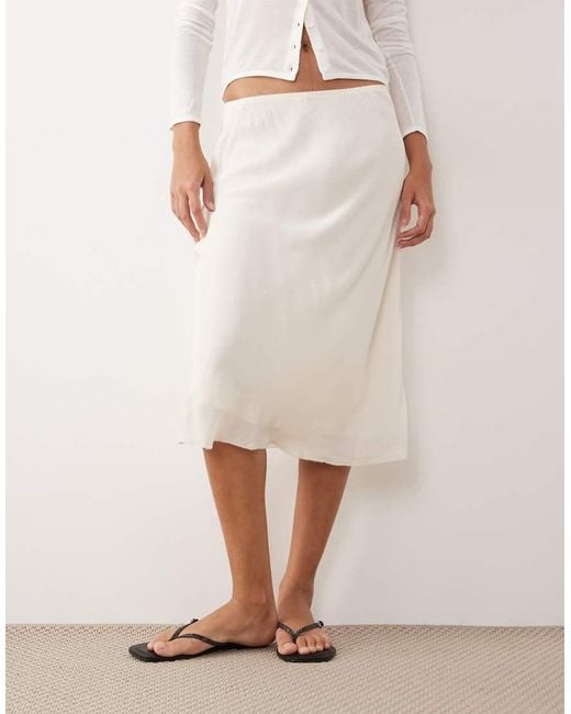 ARKET Natural Satin Midi Skirt