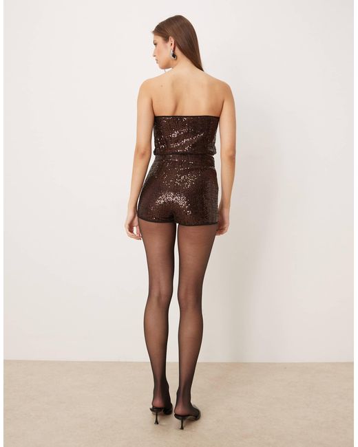 ASOS Natural Tailored Sequined Micro Shorts
