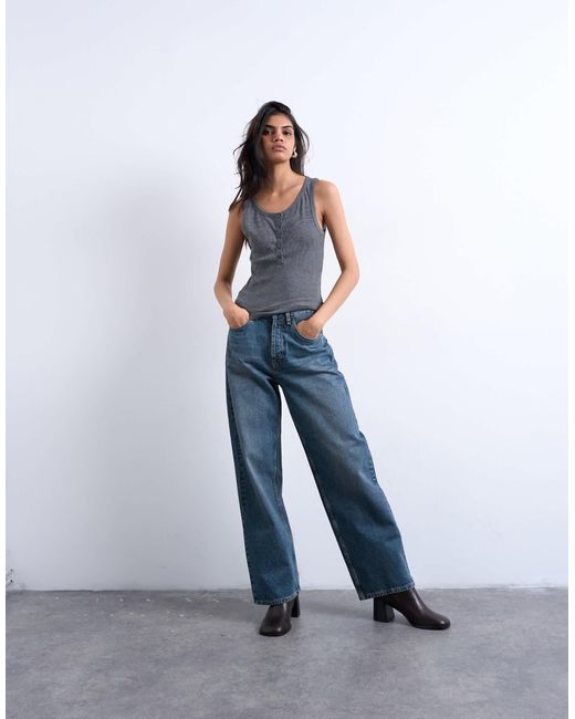 TOPSHOP Blue – geripptes trägertop