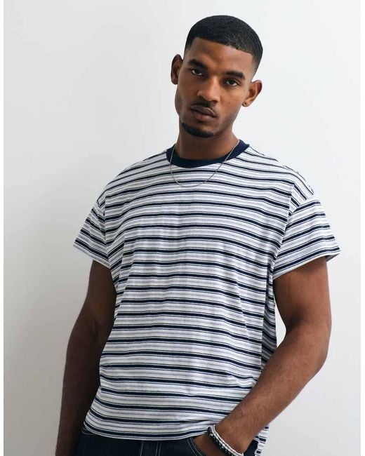 Weekday Blue T-shirt With Cap Sleeve Detail for men