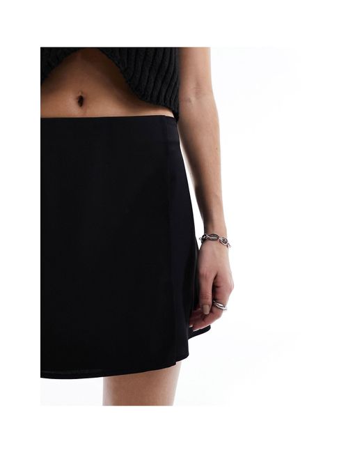 ASOS Black Satin Wrap Mini Skirt