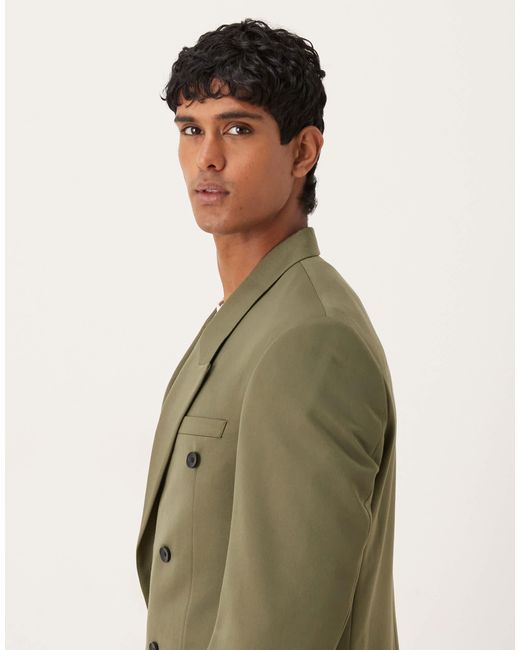 ASOS Green Regular Double Breasted Suit Jacket for men