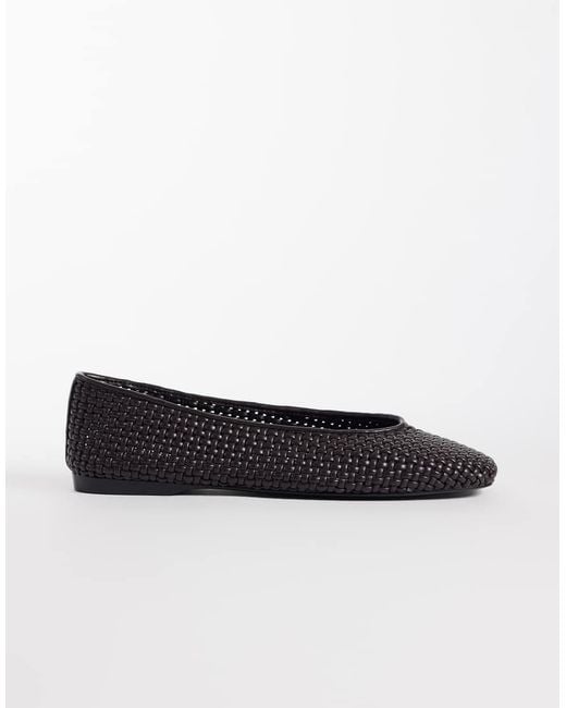 Mango White Faux Leather Woven Flat Shoes